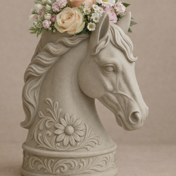 At vazo silikon kalıp çiçek desenli