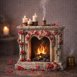 Gül detaylı şömine tütsülük silikon kalıp